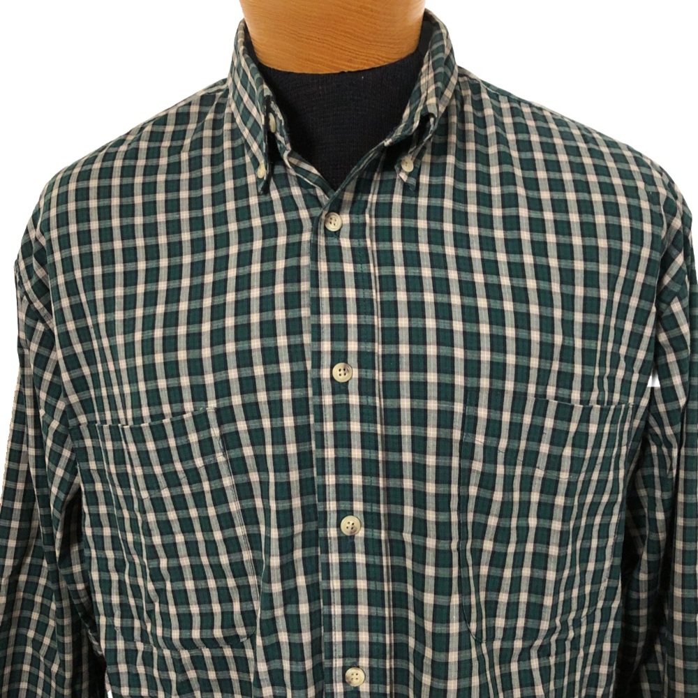 Men’s Natural Issue vintage green plaid button down size large